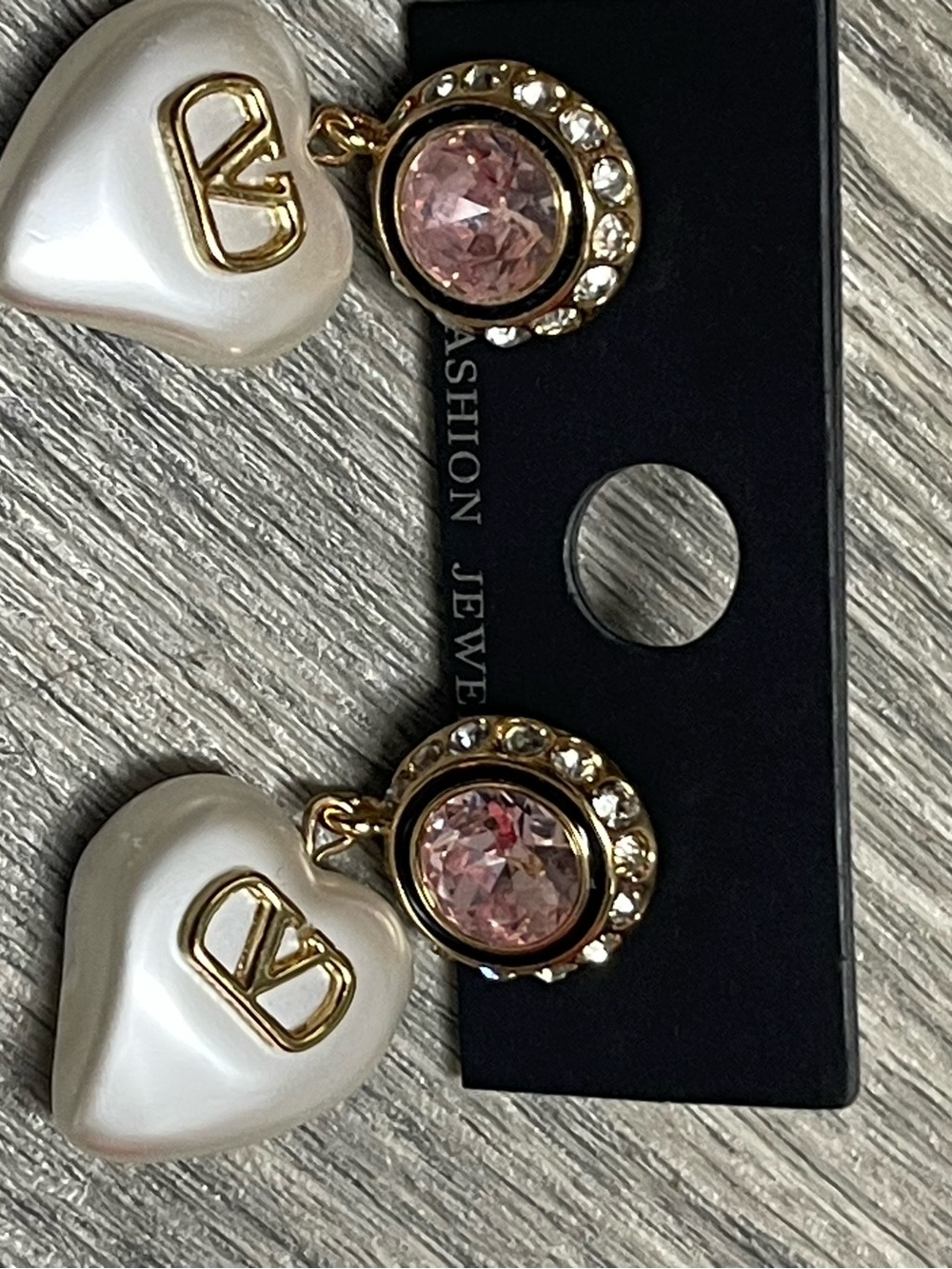 Pearl Heart Drop Earrings with Pink Crystal Accent - Fashion Jewelry